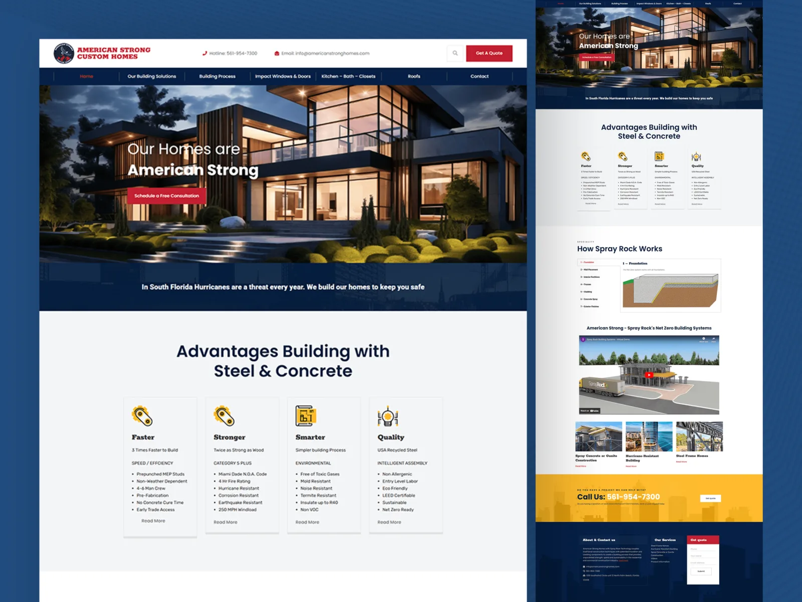 Homepage screenshot: Builder website for American Strong Custom Homes