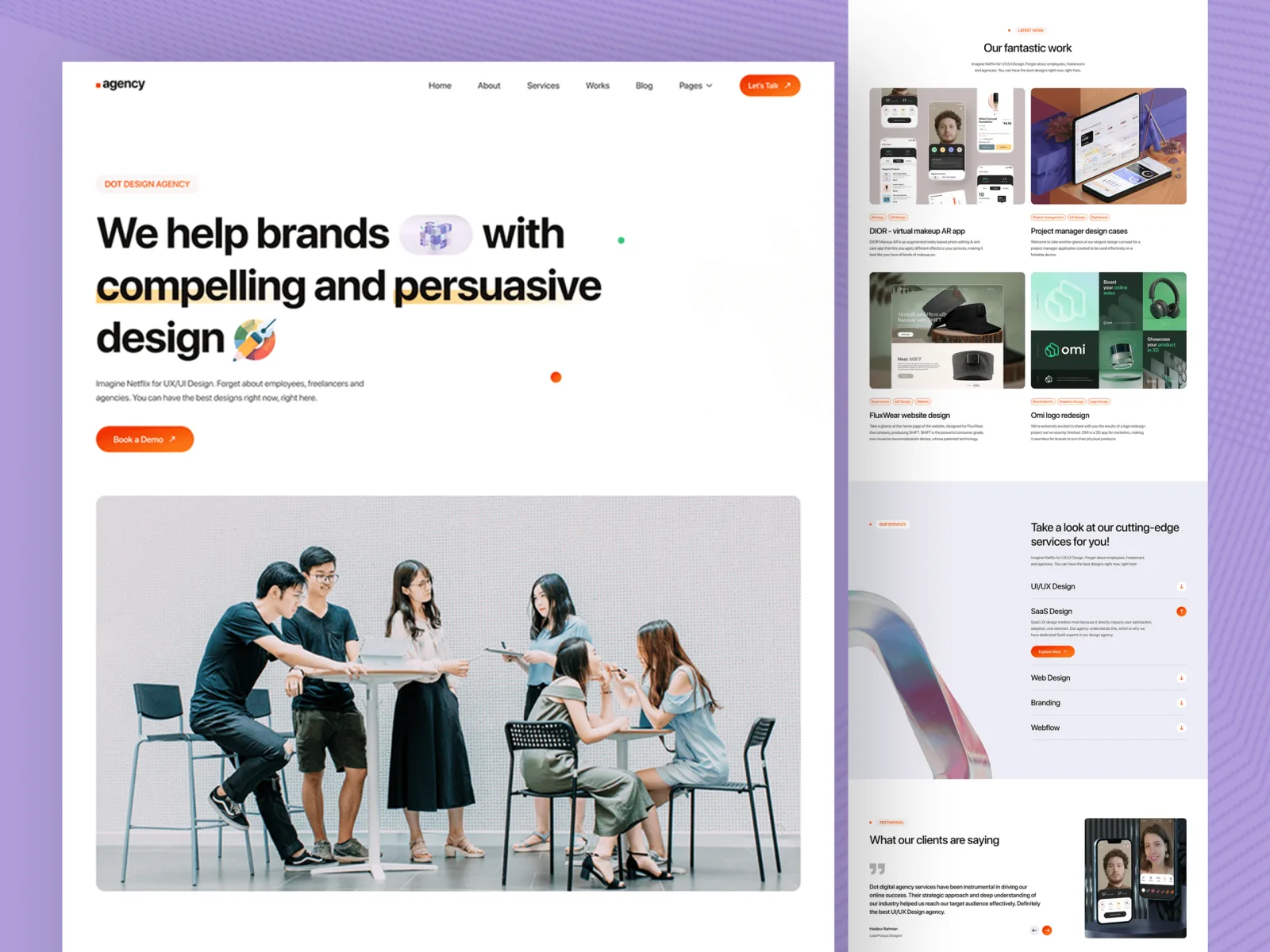 Homepage screenshot: Design agency website concept