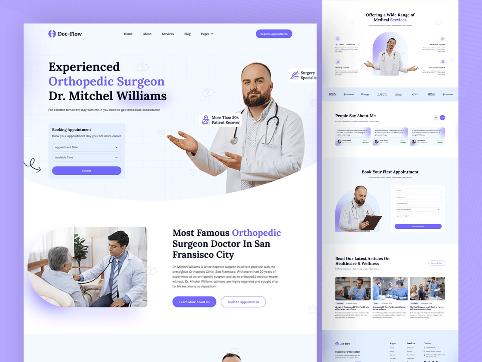 Homepage screenshot: Doc-Flow: surgeon practice website concept