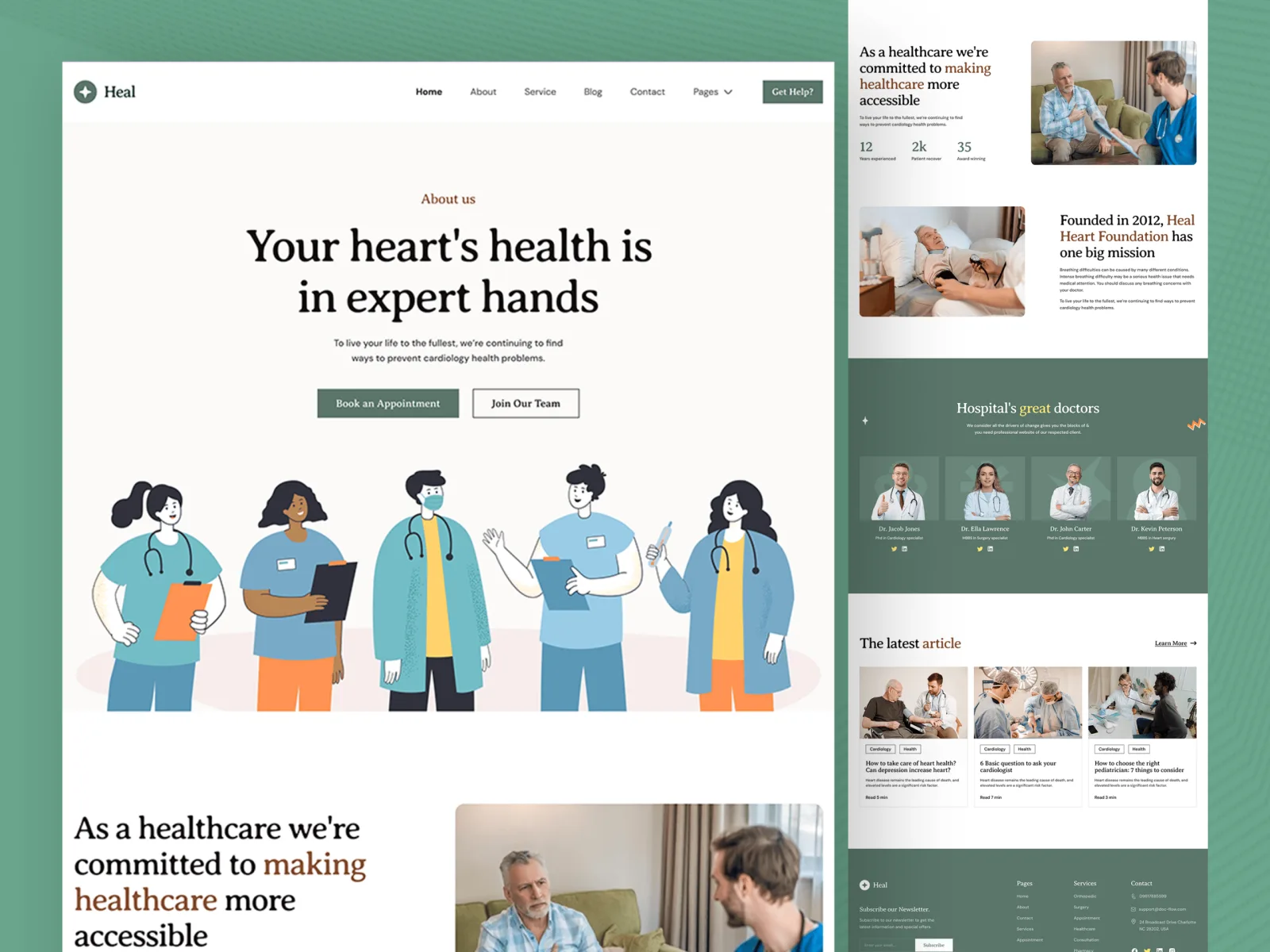 Homepage screenshot: Heal: cardiology clinic website concept