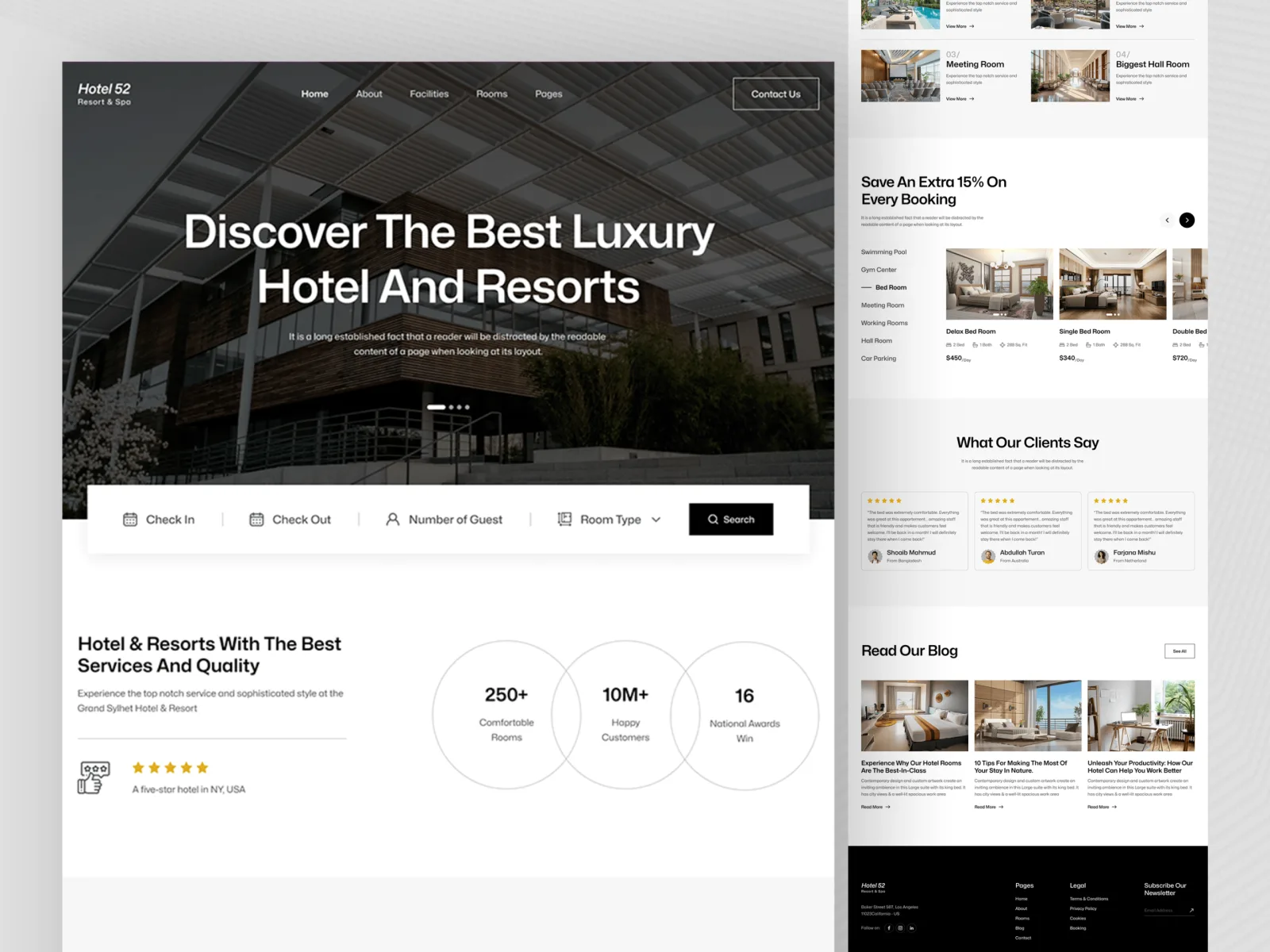 Homepage screenshot: Luxury hotel booking website concept