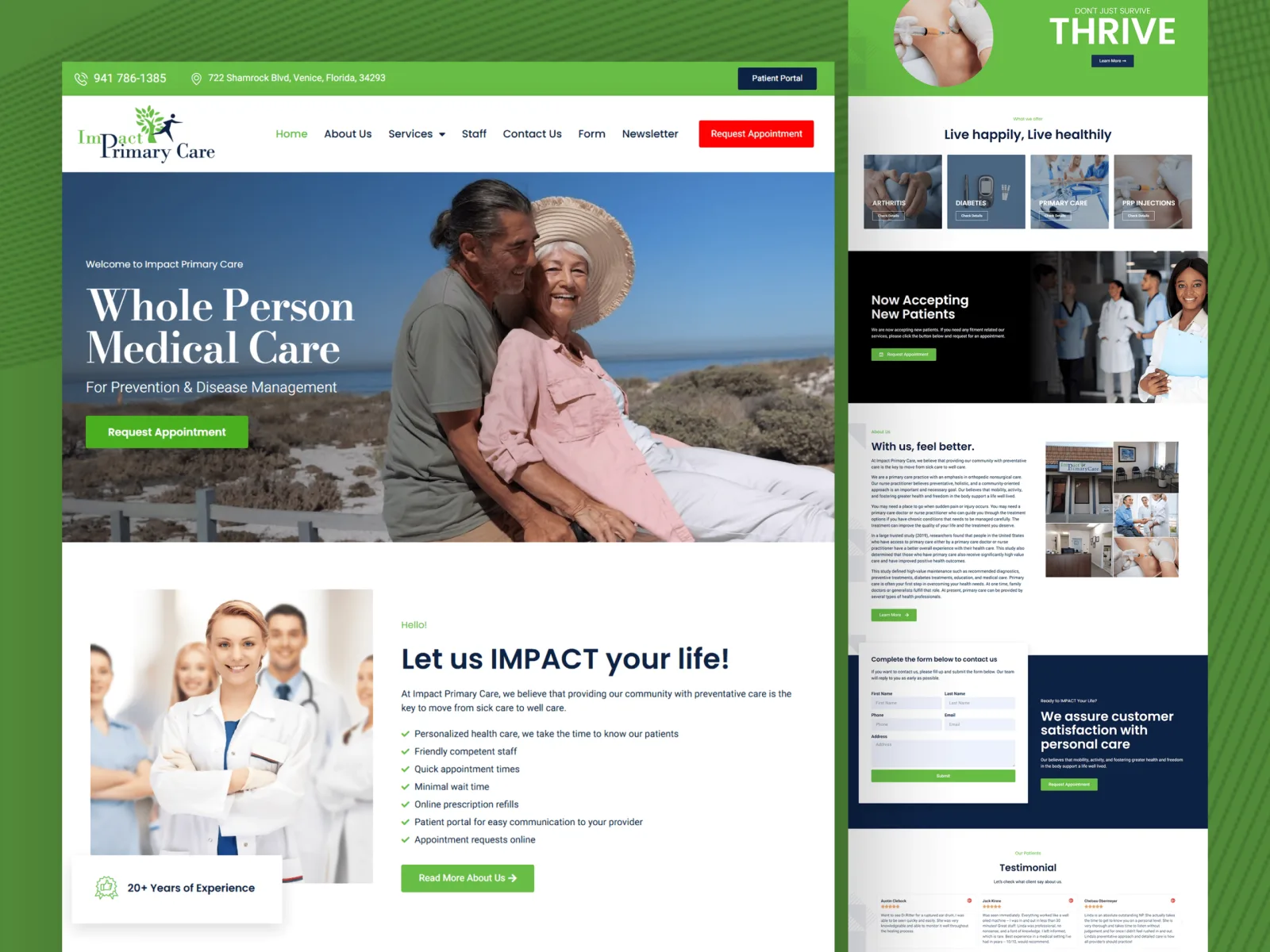 Homepage screenshot: Clinic website for Impact Primary Care