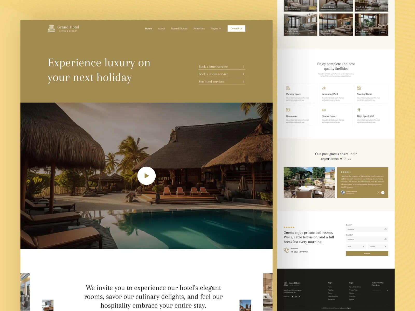 Homepage screenshot: Boutique hotel website concept