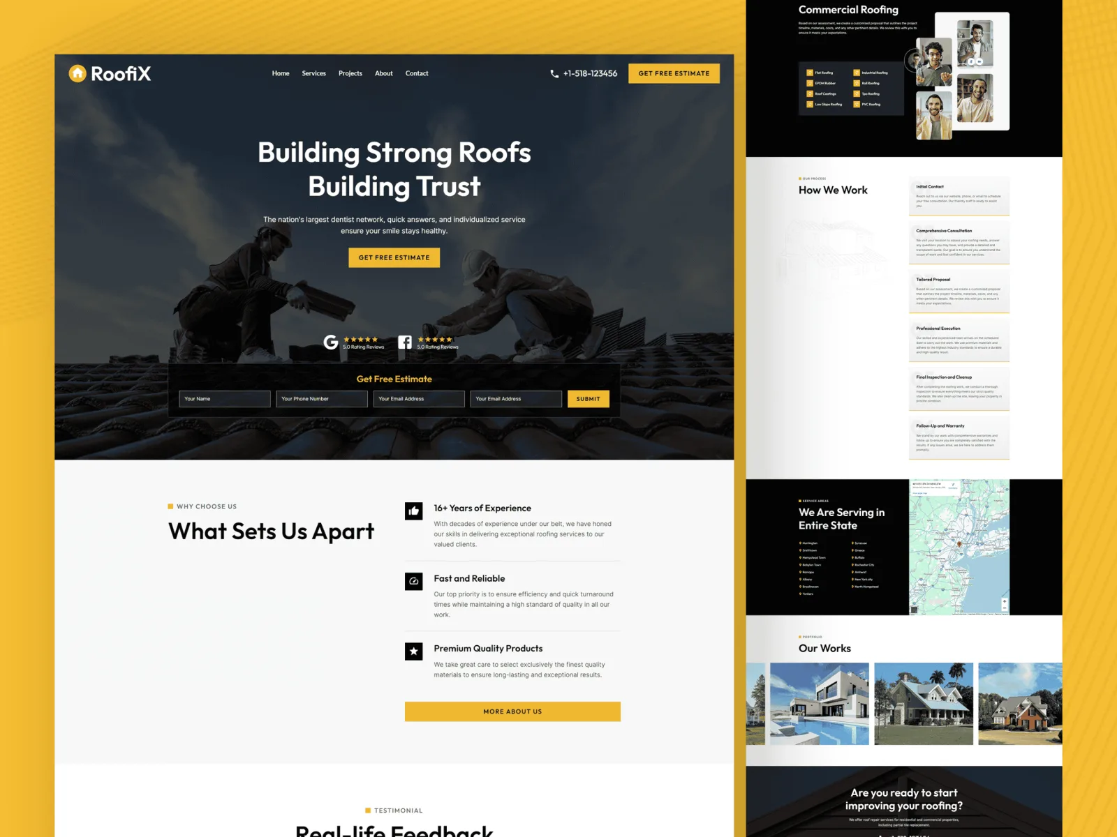 Homepage screenshot: RoofiX: roofing contractor website concept