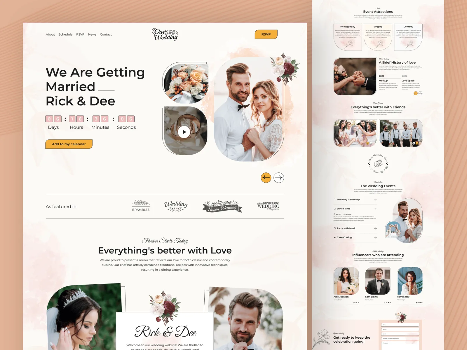 Homepage screenshot: Weddiflow: wedding website concept